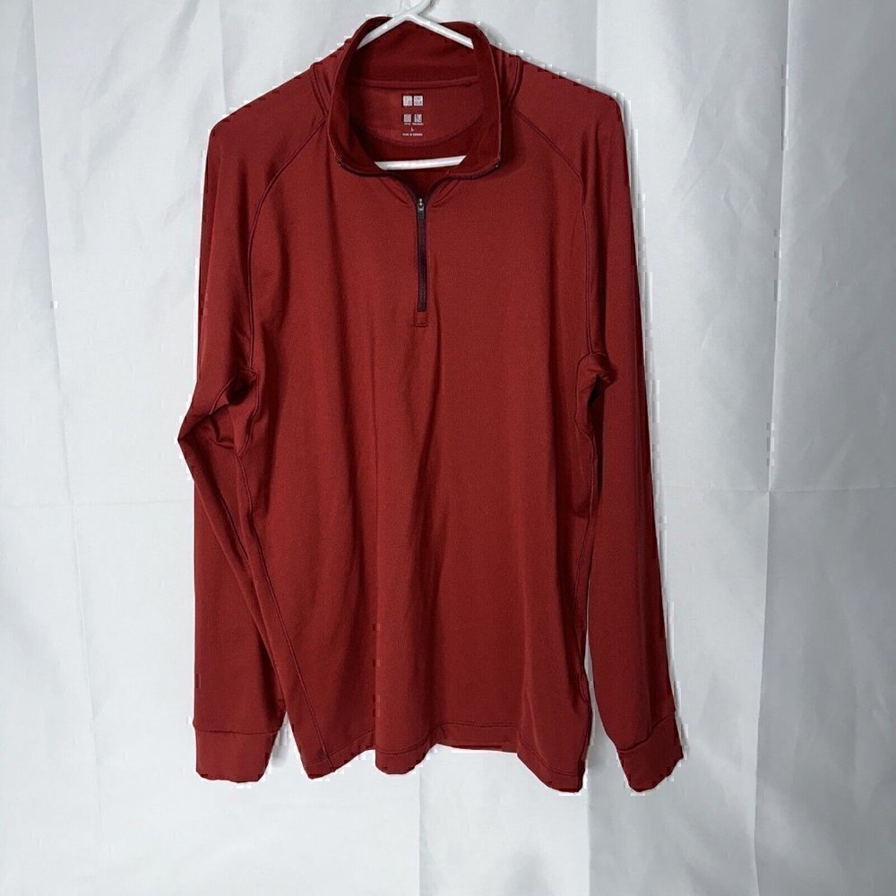 Men’s Uniqlo (Unisex) Red Quarter Zip/Half Zip Pullover Sz Large DRY-EX
